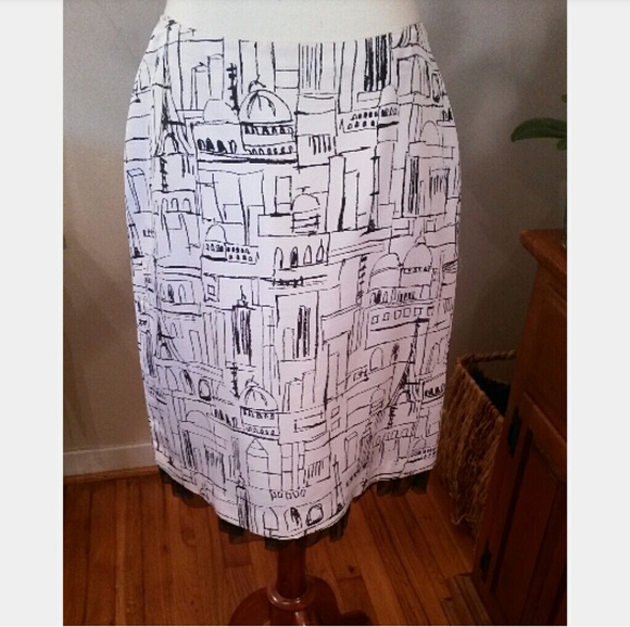 Grace Elements Dresses & Skirts - SALE*Paris City Scape Black & White Pencil Skirt